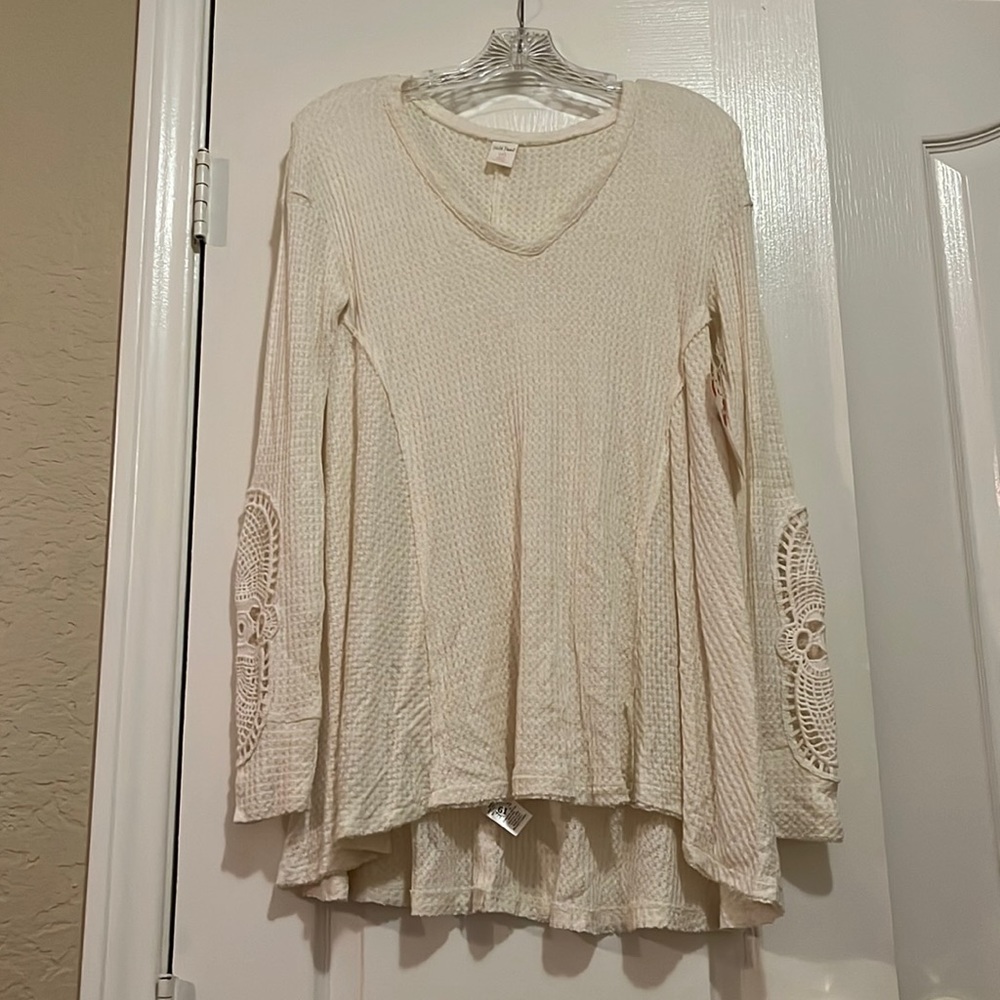 Wild Pearl Long Sleeve Cream Top